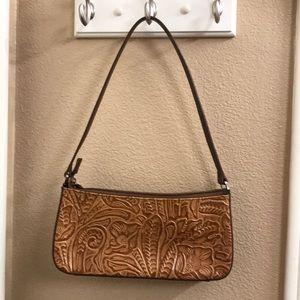 Small tooled leather-look purse